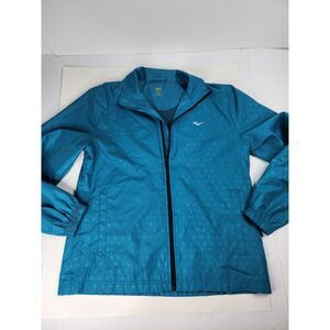 EVERLAST Unisex Windbreaker Aqua Blue‎ Star Pattern Lined Collared Lightweight M